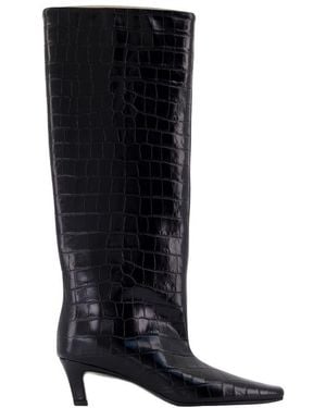 TOTEME Crocembossed Leather Boots - Black