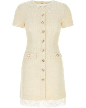 Self-Portrait Self Portrait Ivory Boucle Mini Dress - White