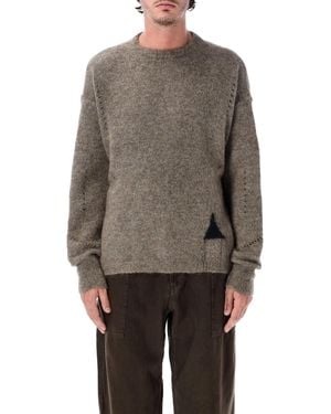ROA Dropstitch Mohair Knit Crewneck - Grey