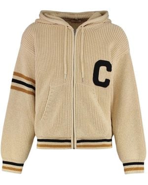 Celine Hooded Zip Sweatshirt Cotton Knitwear - Natural