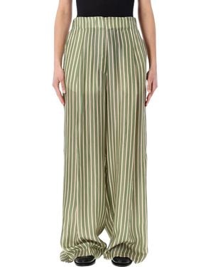 Dries Van Noten Striped Wide Leg Cupro Trousers - Green