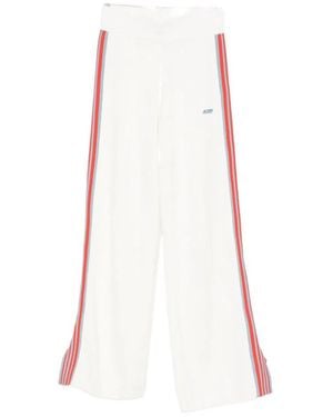 Autry Logo Embroidered Stripe Trousers - White