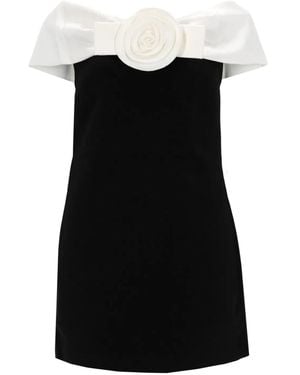 Self-Portrait Mini Dress With Flower Detail - Black