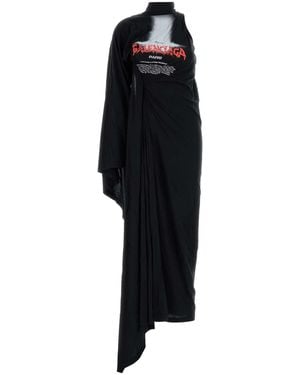 Balenciaga Abito The Door Lungo Drappeggiato - Black