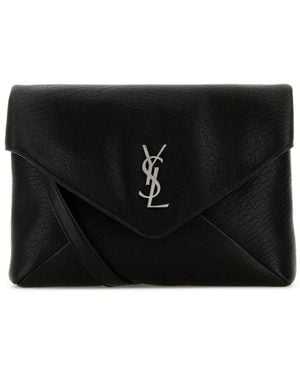 Saint Laurent Ysl L Pouch On Strap - Black