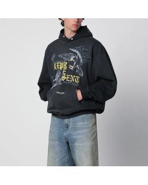 Represent Faded Sweatshirt With Eagle Logo Print - Black