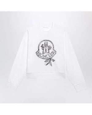 Moncler Cotton Sweatshirt With Embroidered Logo - White