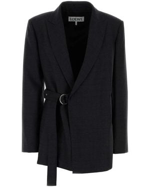 Loewe Embroidered Wool Blazer - Black