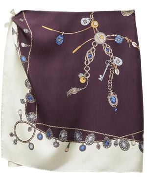 Versace Graphic-Print Wrap Skirt - Purple