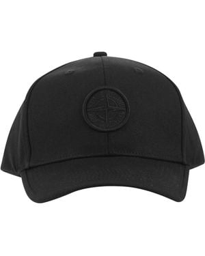 Stone Island Cap With Compass Logo - Black
