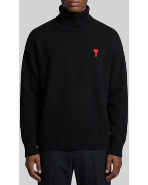 Ami Paris Ami De Coeur Turtleneck Sweater - Black