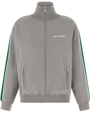 Miu Miu Logo Embroidery Sweatshirt - Grey