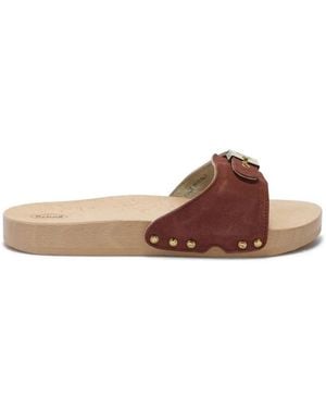 Scholl Brick Leather Sandals - Brown