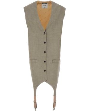 Moschino Two-Tone Wool And Satin Oversize Vest - Green
