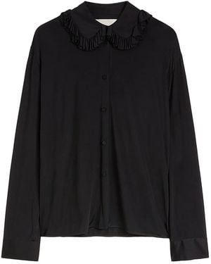 Jil Sander Camisa Cuello Volantes Negro - Black