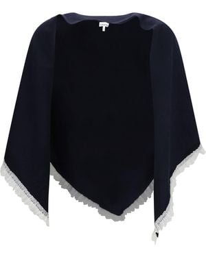 Ganni Openwork Wool Cape - Blue