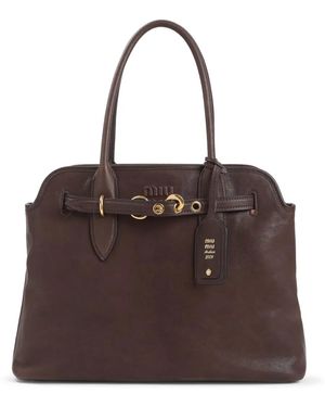 Miu Miu Aventure Lamb Leather Handbag - Brown
