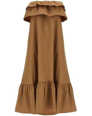 Saint Laurent Flounce Dress - Brown