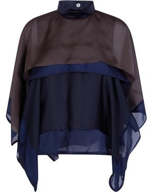 Sacai Satin X Chiffon Pullover - Blue