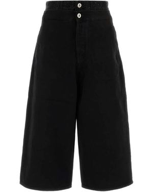 The Attico The Attico Wide-Leg Cotton Trousers - Black