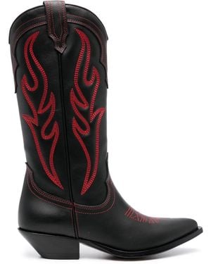 Sonora Boots Embroidered Suede Western Boots - Black