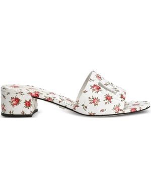 Dolce & Gabbana Dolce & Gabbana Mules With Little Roses Print - White