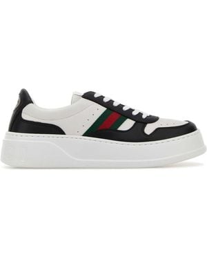 Gucci Two-Tone Leather Trainers - White