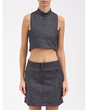 Courreges Denim Mockneck Top - Blue