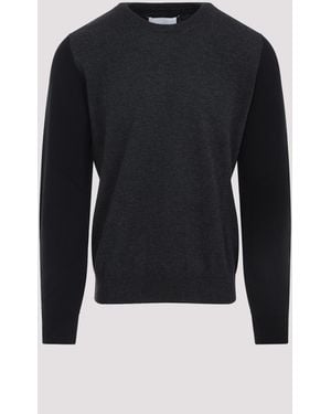 Maison Margiela Two-Tone Wool Pullover With Elbow Patches - Blue
