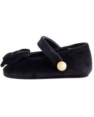 Balmain Ballet Flats With Bow - Black