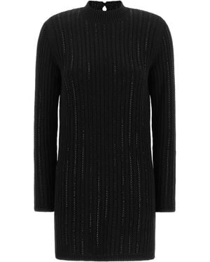 Twinset Twin Set Ribbed Dress With Rhinestones - Black