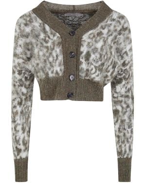 D.exterior Animal Print Short Cardigan - Gray