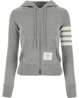 Thom Browne Classic 4-Bar Stripe Zip-Up Hoodie - Grey