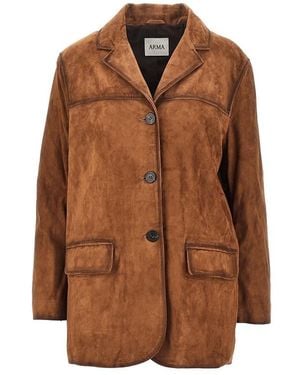 Arma Suede Leather Single-Breasted Jacket - Brown