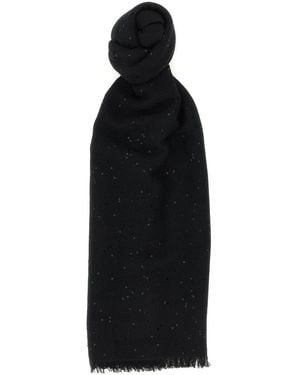 Brunello Cucinelli Diamante Cashmere-Silk Scarf - Black
