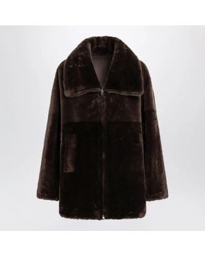 Blancha Oak Zipup Shearling Jacket - Black