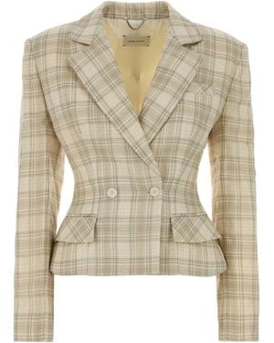 Magda Butrym Ss26 Blazer 01 Check - Natural
