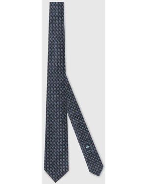 Gucci Gg Silk Jacquard Tie - Blue