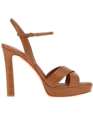 Santoni Sandalo Tacco Grosso Alto - White