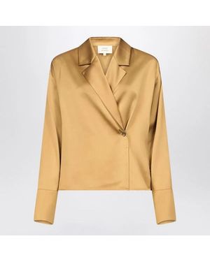 Loulou de Saison Ochre Satin Persia Blouse - Natural