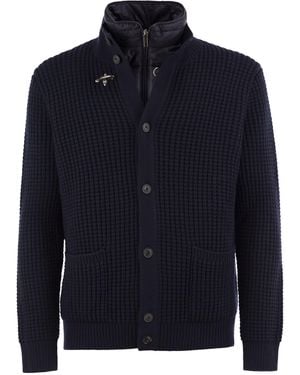 Fay Wool Cardigan With Removable Padded Gilet - Blue