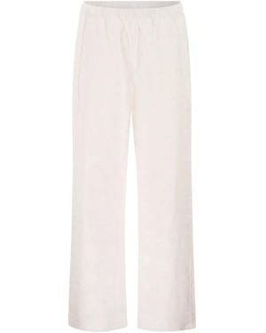 MC2 Saint Barth Wide-Leg Broderie Anglaise Cotton Pants - White