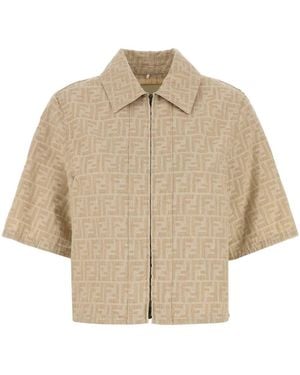 Fendi Cotton-Linen Blend Jacket - Natural