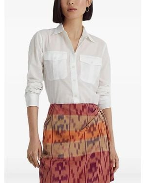 Ralph Lauren "Courtenay" Long Sleeve Button Front Shirt - White
