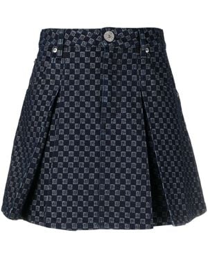 Balmain Mini Monogram Denim Dress - Blue
