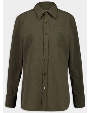Saint Laurent Linen And Cotton Cassandre Shirt - Green