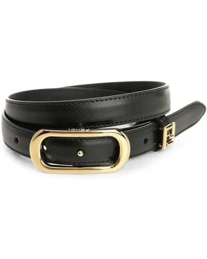 Fendi Ff Oval-Buckle Leather Belt - Black