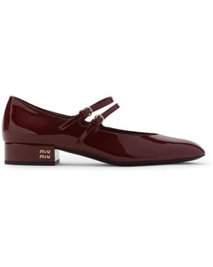 Miu Miu Calf Leather Decollete Pumps - Red