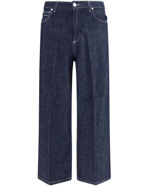 Cruna Wide-Leg Jeans Cotton Pants - Blue