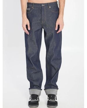 Gucci Denim Trousers With Hem Details - Blue